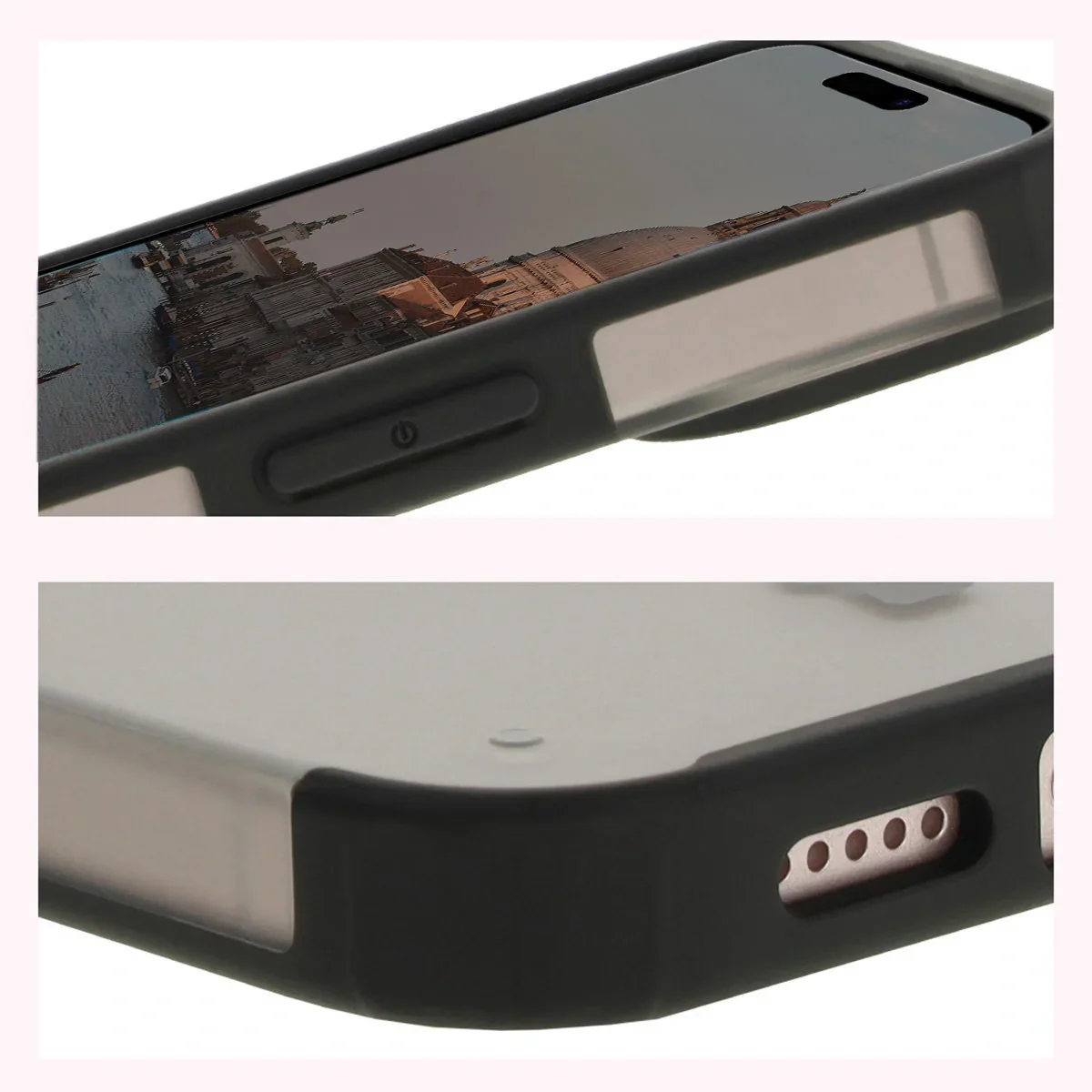Schutzhülle mit Magnetring + gehärtetem Glas Bizon MatteO Pack für iPhone 14 / 13, Getönt-Schwarz - Image 6