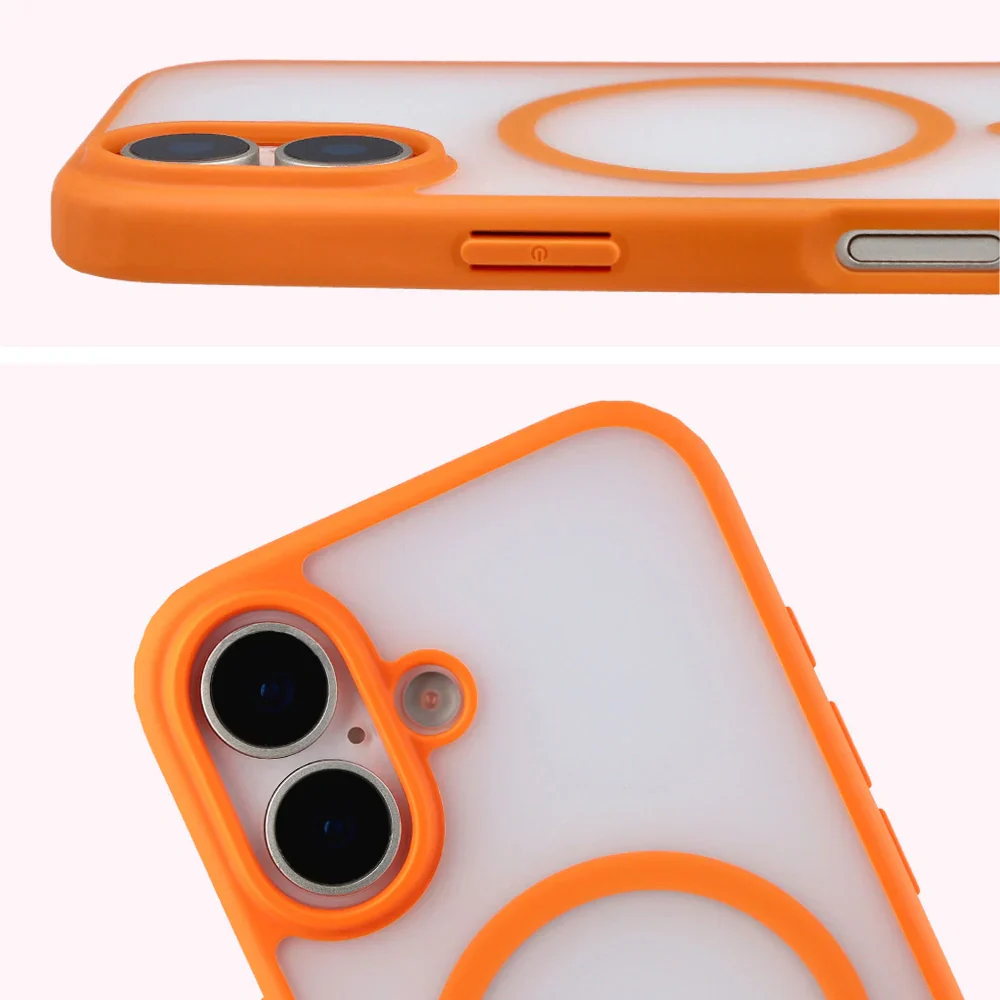 Schutzhülle mit Magnetring + gehärtetem Glas Bizon MatteO Pack für iPhone 17, Getönt-Orange - Image 5