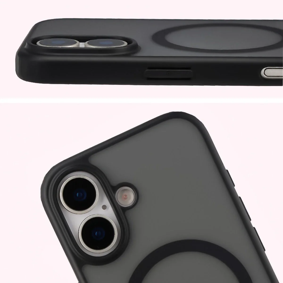 Schutzhülle mit Magnetring + gehärtetem Glas Bizon MatteO Pack für iPhone 17, Getönt-Schwarz - Image 5