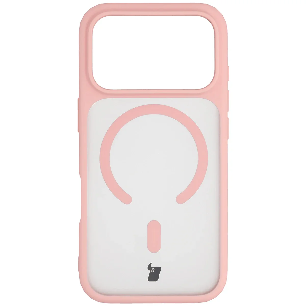 Schutzhülle mit Magnetring + gehärtetem Glas Bizon MatteO Pack für iPhone 17 Pro, Getönt-Hellrosa - Image 2