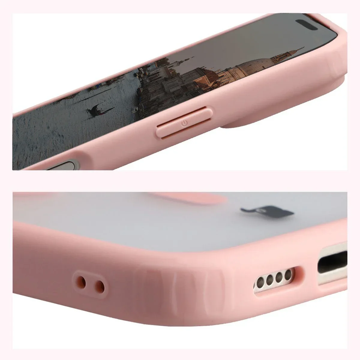 Schutzhülle mit Magnetring + gehärtetem Glas Bizon MatteO Pack für iPhone 17 Pro, Getönt-Hellrosa - Image 6