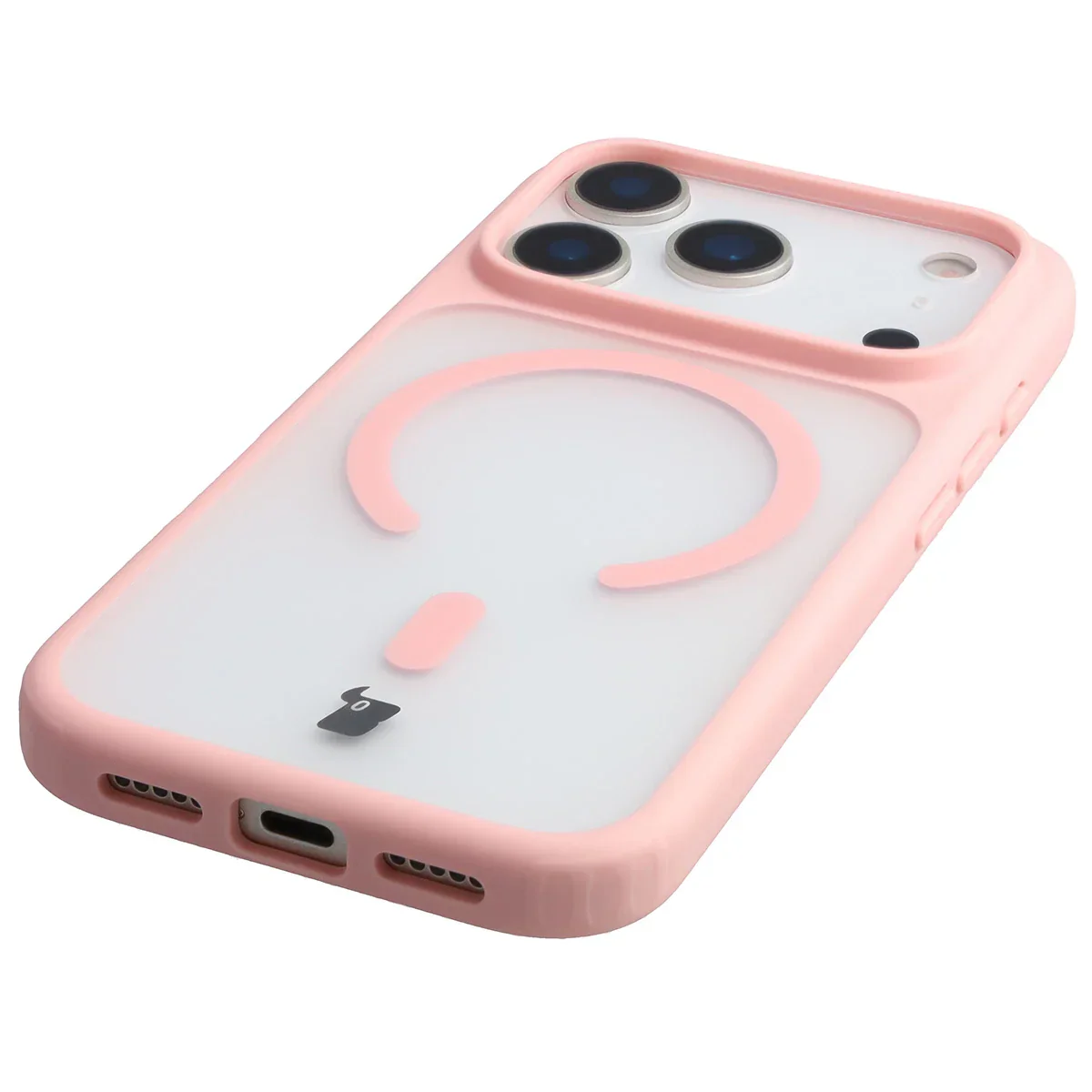 Schutzhülle mit Magnetring + gehärtetem Glas Bizon MatteO Pack für iPhone 17 Pro, Getönt-Hellrosa - Image 7