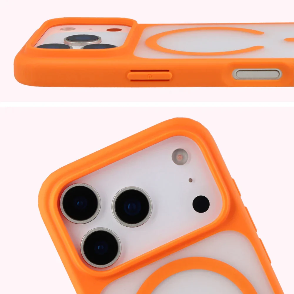 Schutzhülle mit Magnetring + gehärtetem Glas Bizon MatteO Pack für iPhone 17 Pro, Getönt-Orange - Image 5
