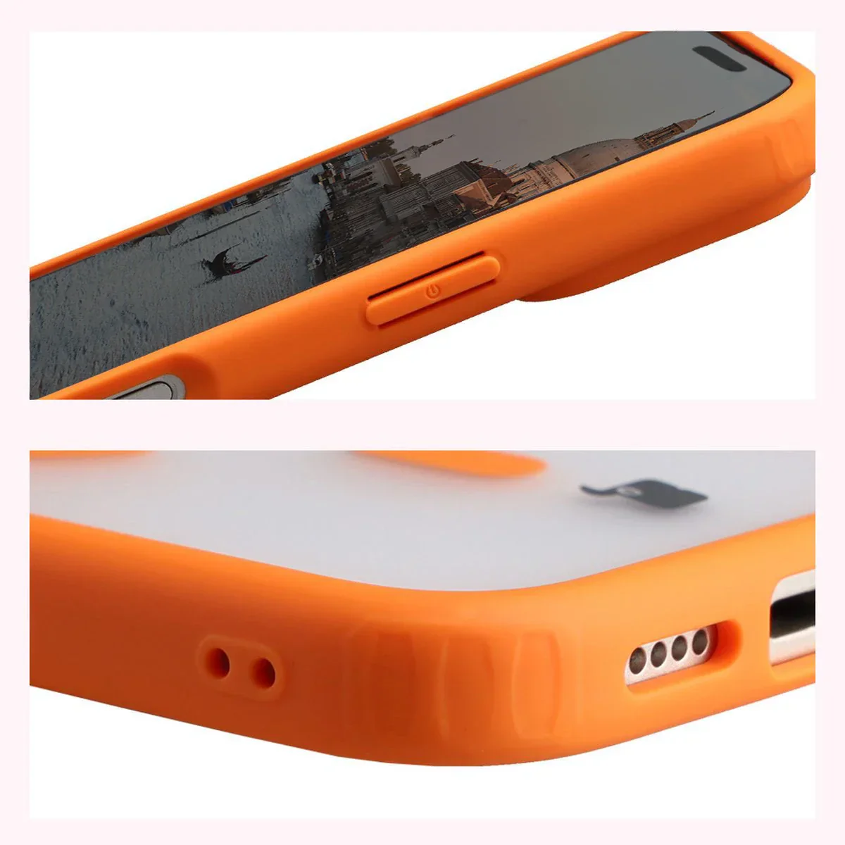 Schutzhülle mit Magnetring + gehärtetem Glas Bizon MatteO Pack für iPhone 17 Pro, Getönt-Orange - Image 6