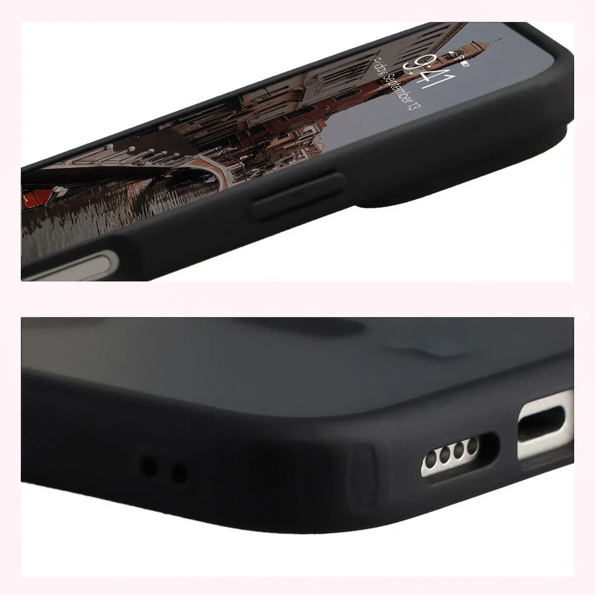 Schutzhülle mit Magnetring + gehärtetem Glas Bizon MatteO Pack für iPhone 17 Pro, Getönt-Schwarz - Image 6