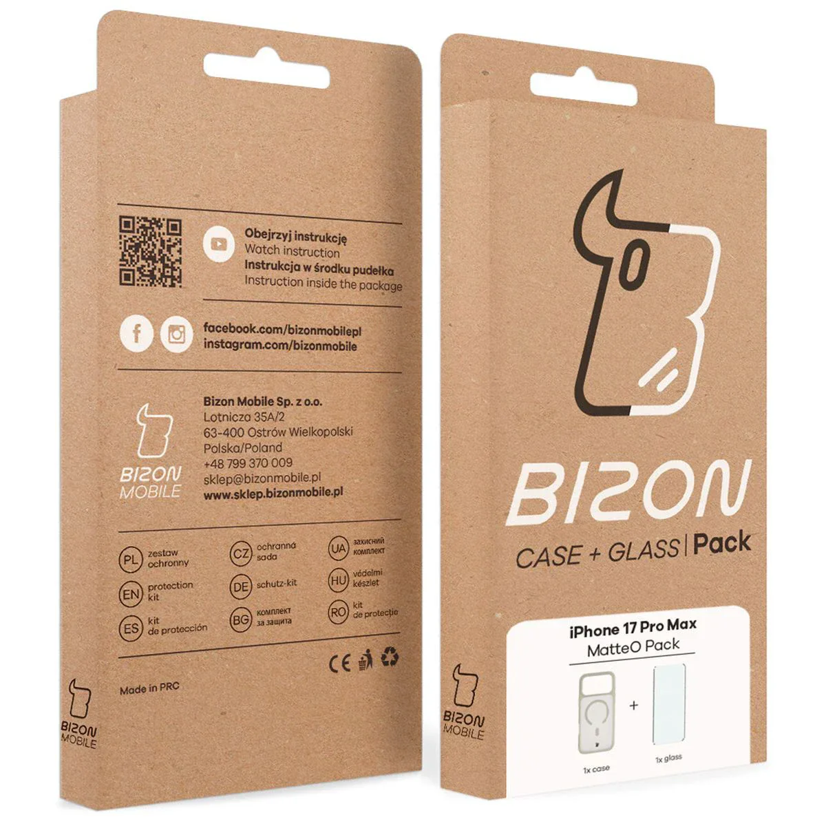 Schutzhülle mit Magnetring + gehärtetem Glas Bizon MatteO Pack für iPhone 17 Pro Max, Getönt-Beige - Image 10