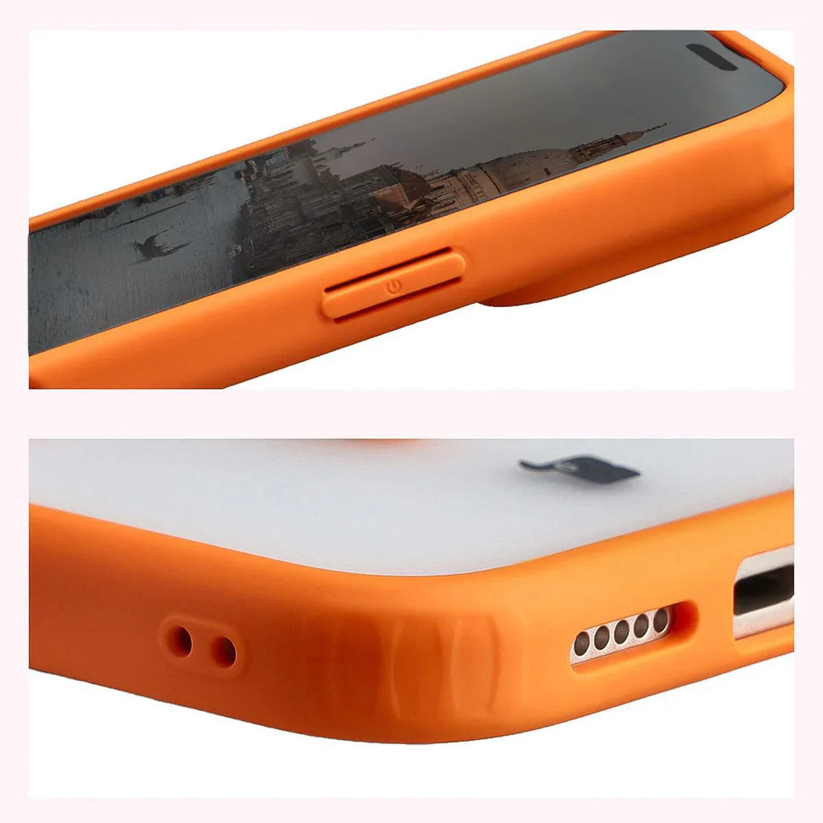 Schutzhülle mit Magnetring + gehärtetem Glas Bizon MatteO Pack für iPhone 17 Pro Max, Getönt-Orange - Image 6