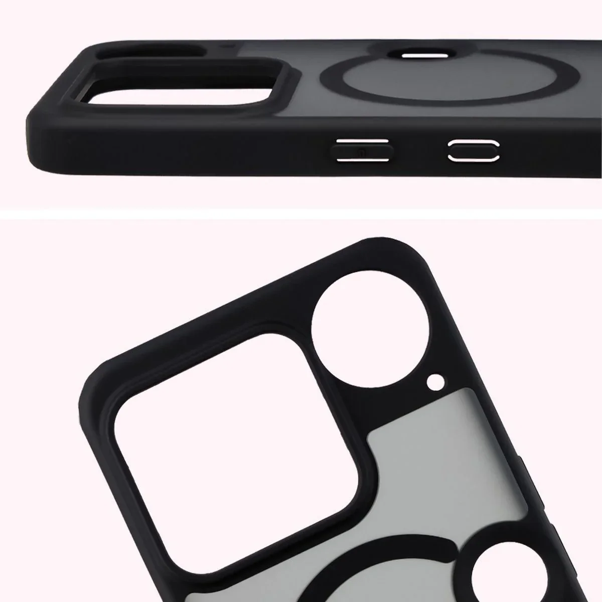 Schutzhülle mit Magnetring + gehärtetem Glas Bizon MatteO Pack für Nothing Phone (3), Getönt-Schwarz - Image 5