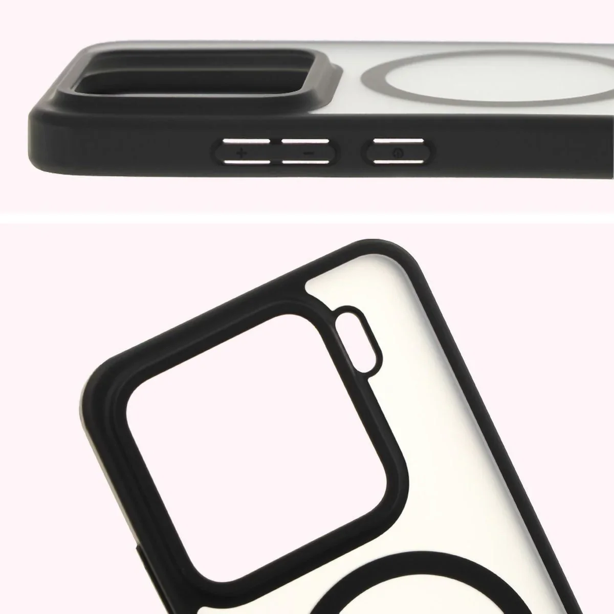 Schutzhülle mit Magnetring + gehärtetem Glas Bizon MatteO Pack für Xiaomi 15, Getönt-Schwarz - Image 5