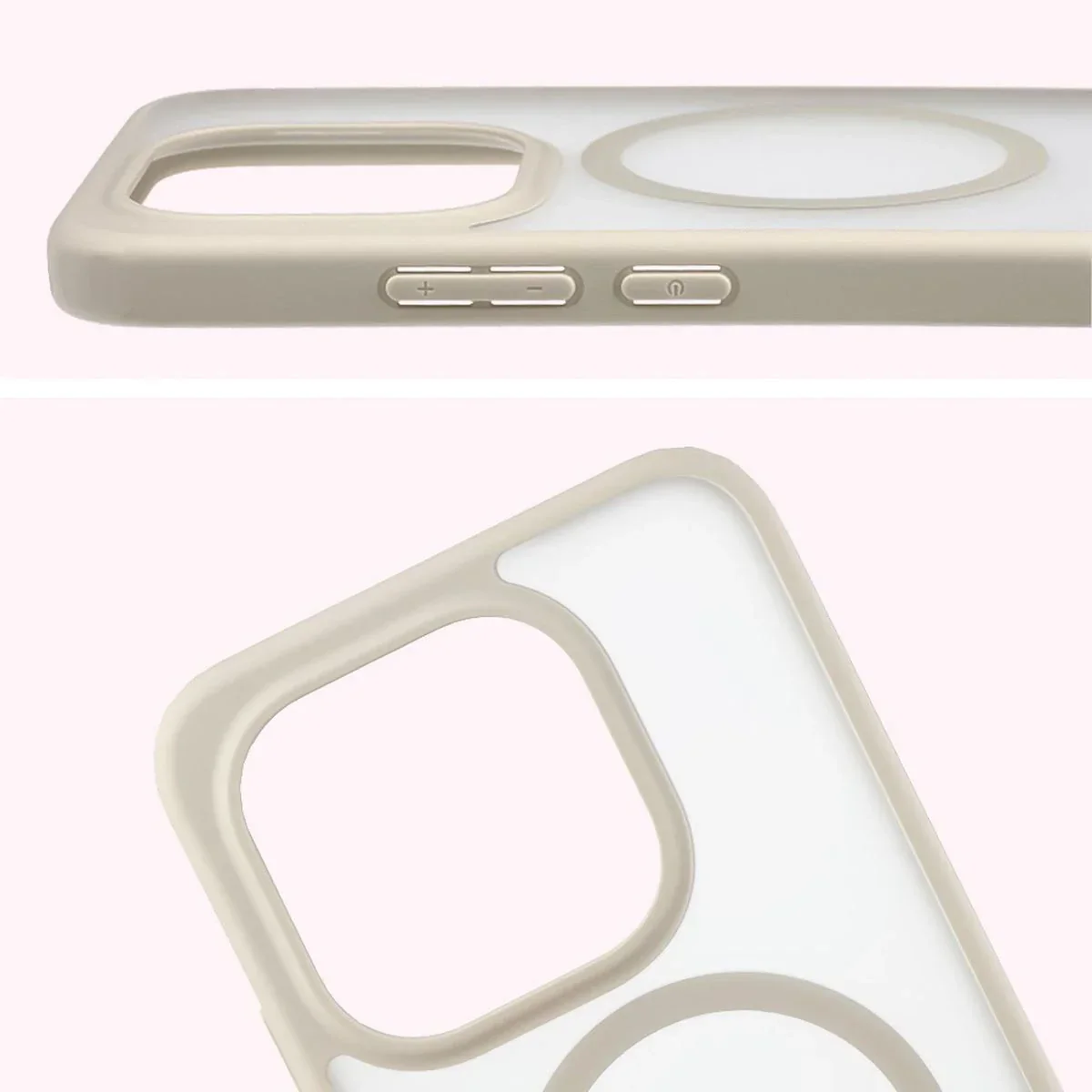 Schutzhülle mit Magnetring + gehärtetem Glas Bizon MatteO Pack für Xiaomi 15T, Getönt-Beige - Image 5