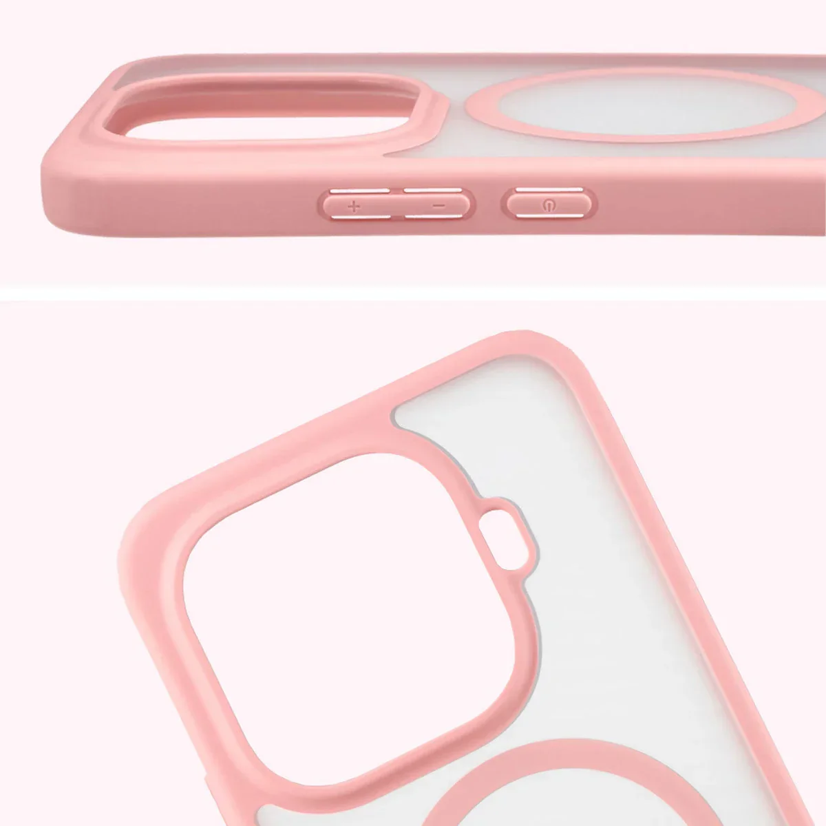 Schutzhülle mit Magnetring + gehärtetem Glas Bizon MatteO Pack für Xiaomi 15T Pro, Getönt-Hellrosa - Image 5