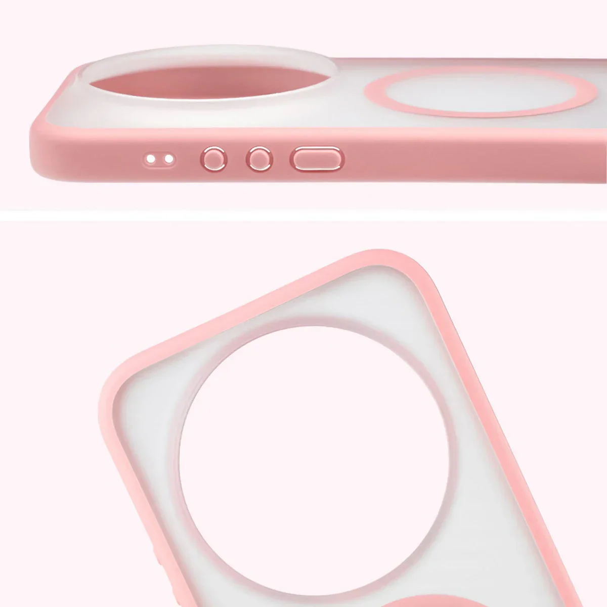 Schutzhülle mit Magnetring + gehärtetem Glas Bizon MatteO Pack für Xiaomi 17 Ultra, Getönt-Hellrosa - Image 5