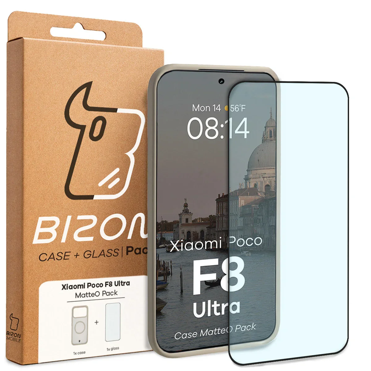 Schutzhülle mit Magnetring + gehärtetem Glas Bizon MatteO Pack für Xiaomi POCO F8 Ultra, Getönt-Beige - Image 9