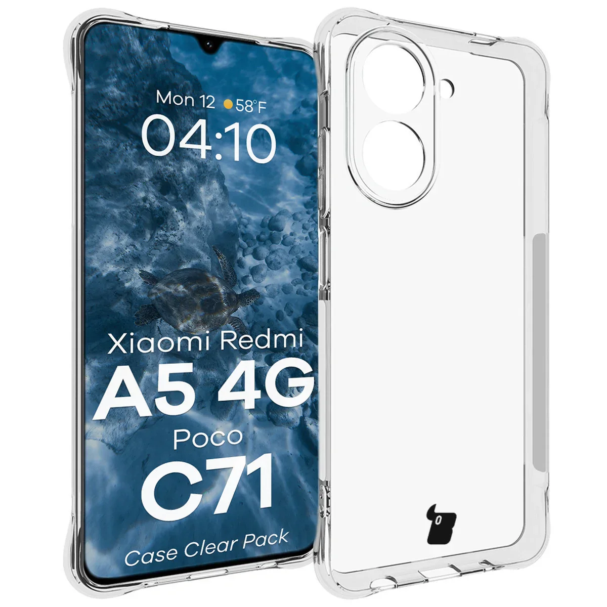 Schutzhülle + 2x gehärtetes Glas für Xiaomi Redmi A5 4G / POCO C71 4G, Bizon Case Clear Pack, Transparent - Image 3