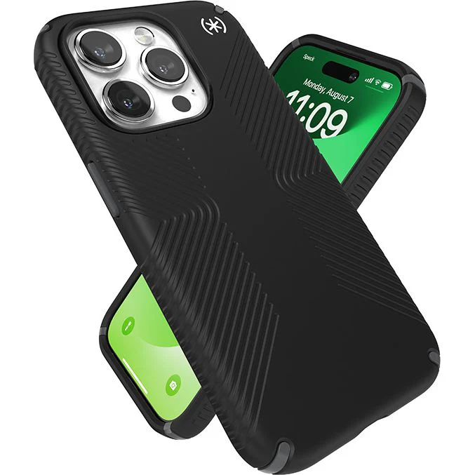 Schutzhülle Speck Presidio2 Grip für Apple iPhone 15 Pro, Schwarz und Grau - Image 2