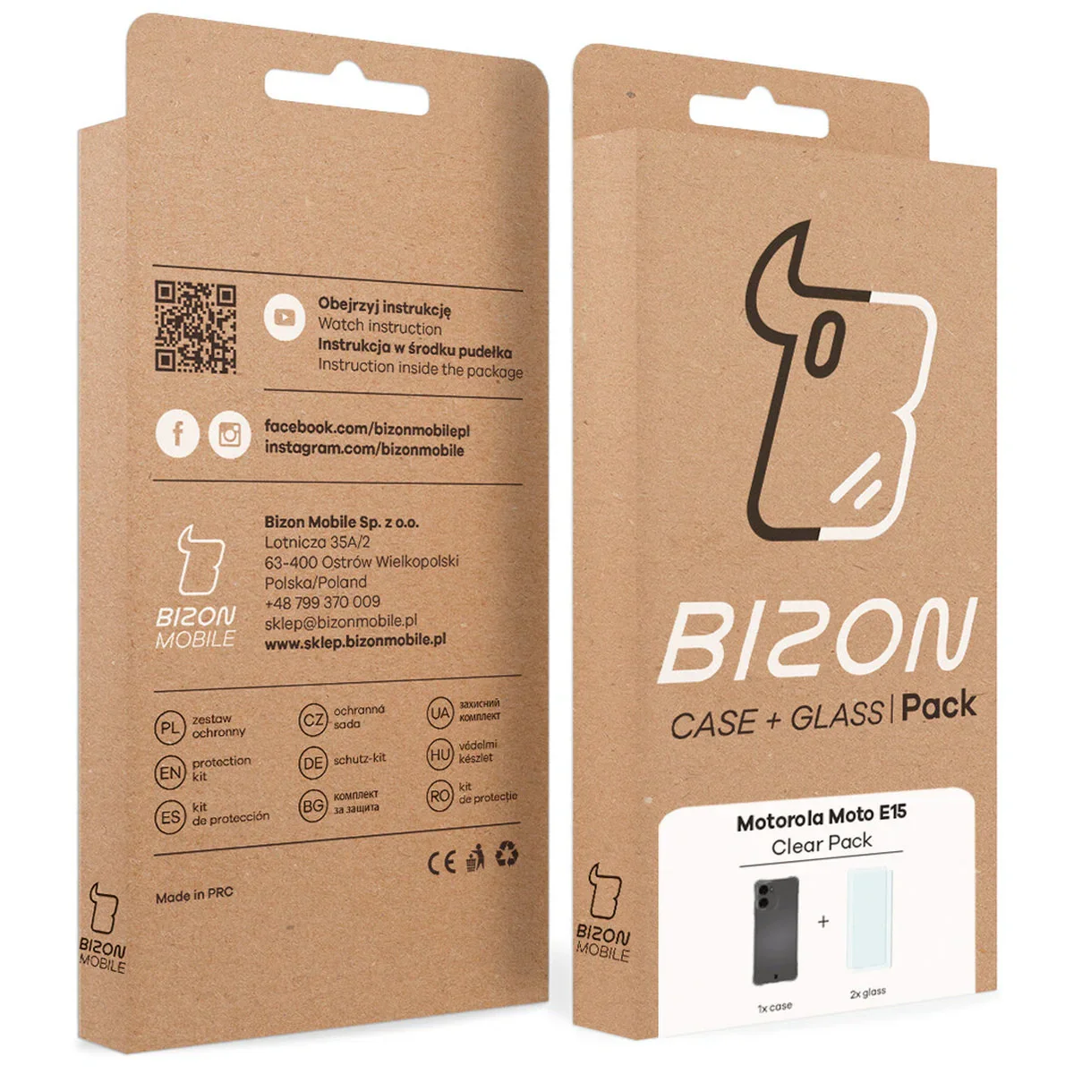 Schutzhülle + 2x gehärtetes Glas für Motorola Moto E15, Bizon Case Clear Pack, Transparent - Image 10