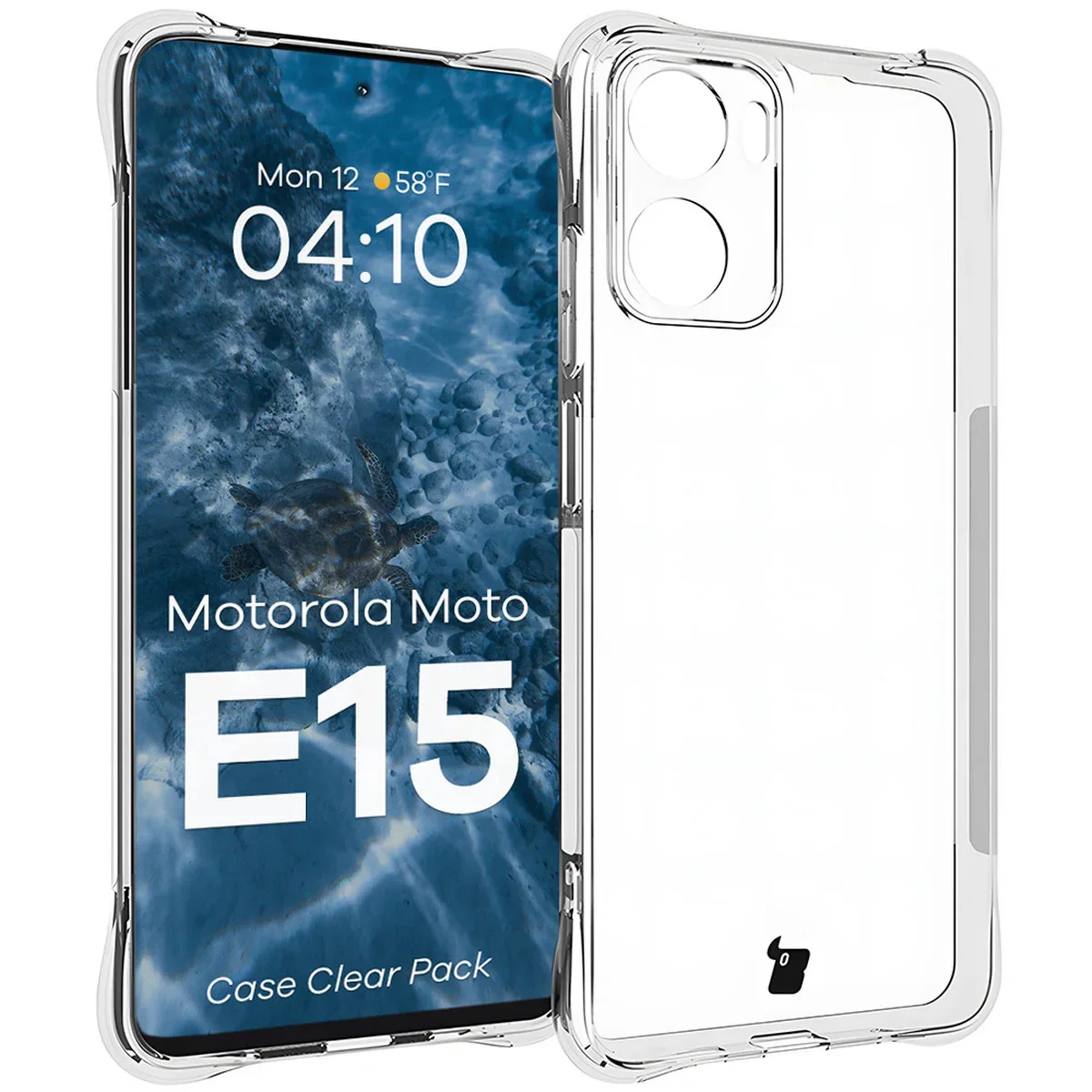 Schutzhülle + 2x gehärtetes Glas für Motorola Moto E15, Bizon Case Clear Pack, Transparent - Image 3