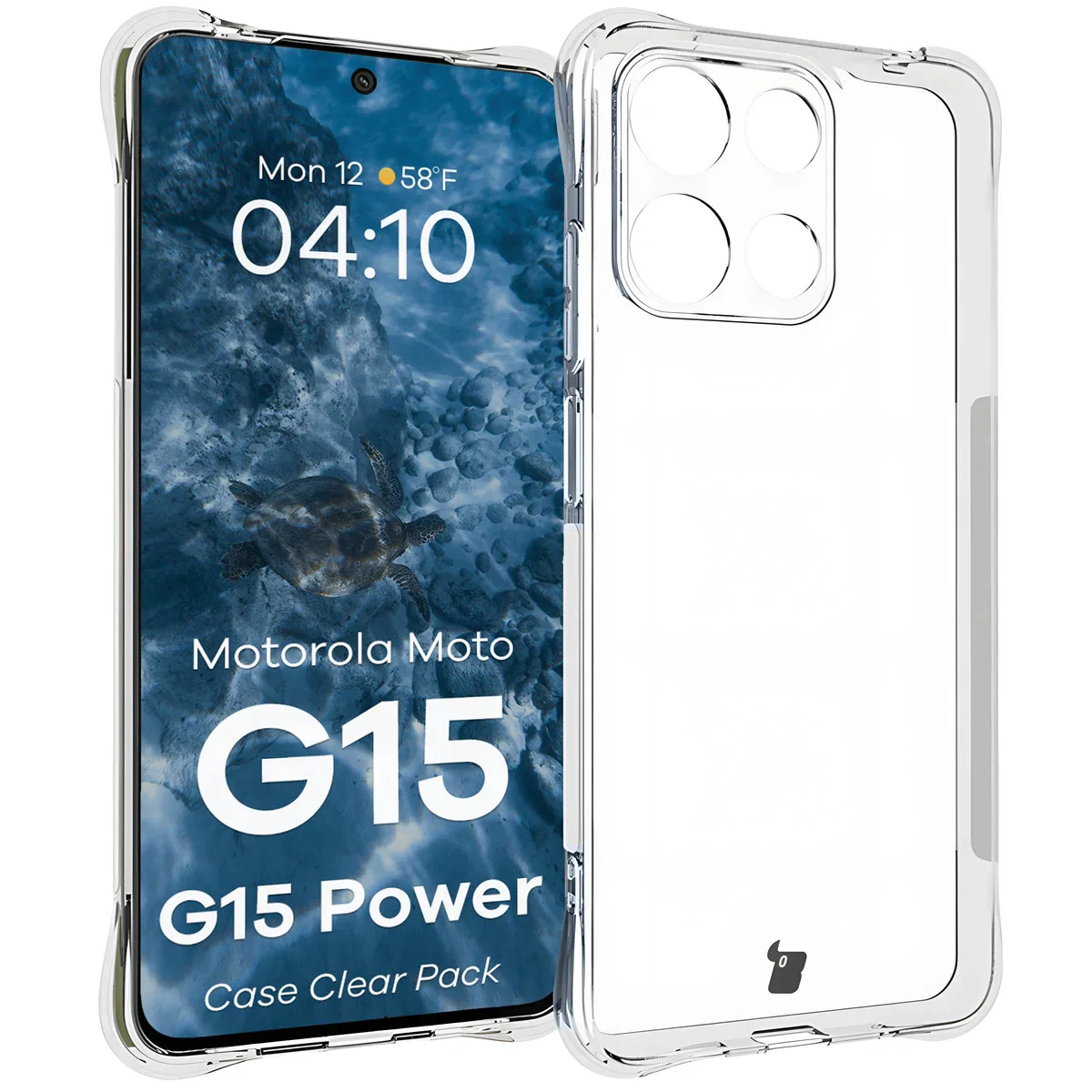Schutzhülle + 2x gehärtetes Glas für Motorola Moto G15 / Power, Bizon Case Clear Pack, Transparent - Image 3