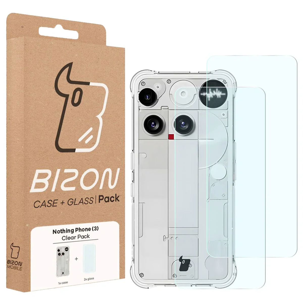 Schutzhülle + 2x gehärtetes Glas für Nothing Phone (3), Bizon Case Clear Pack, Transparent - Image 9