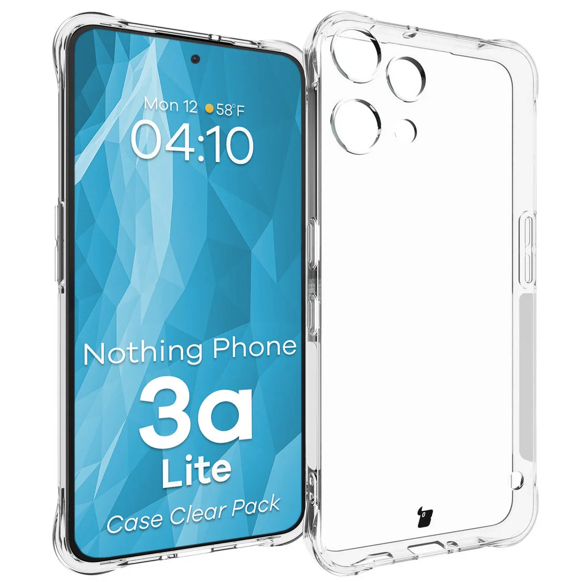 Schutzhülle + 2x gehärtetes Glas für Nothing Phone (3a) Lite, Bizon Case Clear Pack, Transparent - Image 3