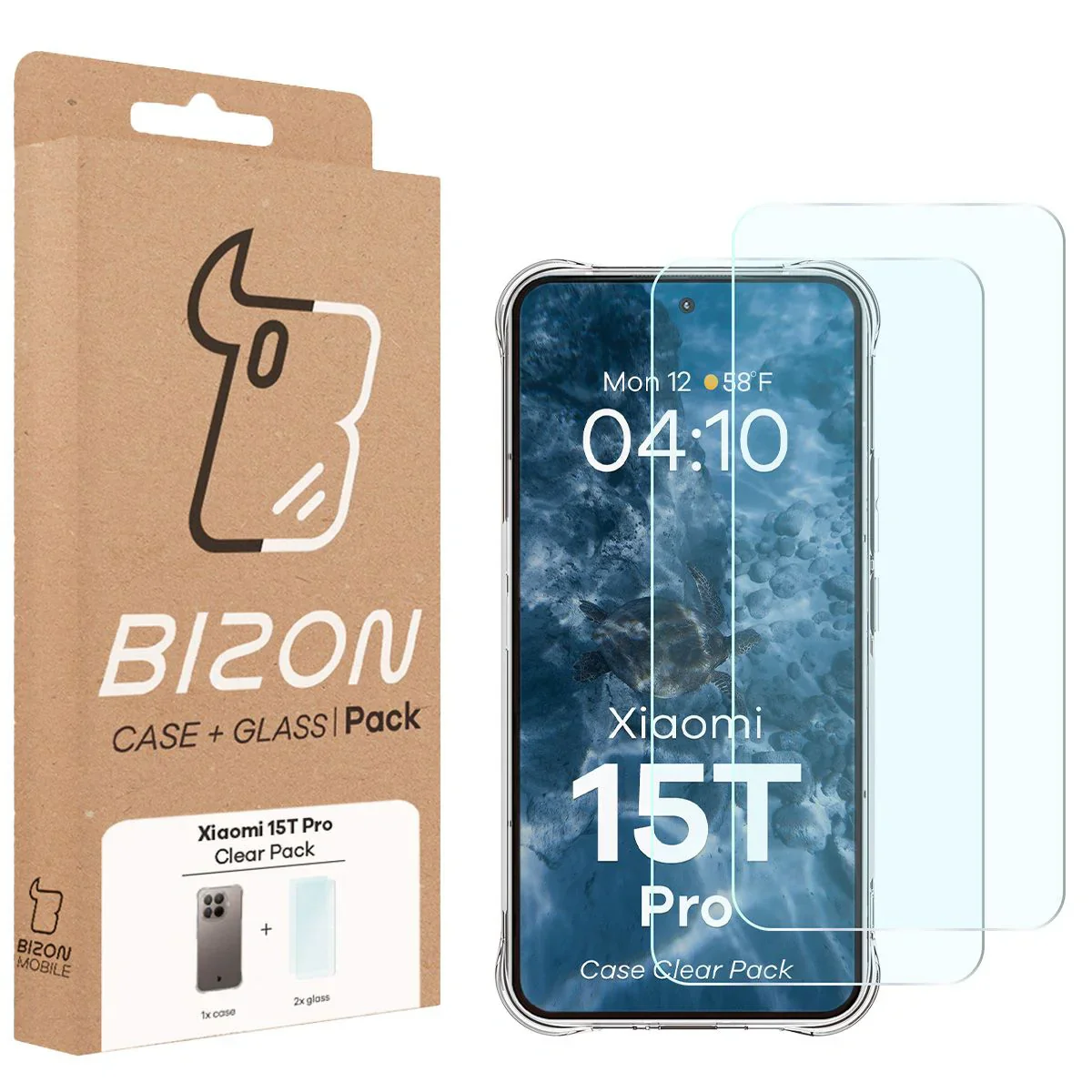Schutzhülle + 2x gehärtetes Glas für Xiaomi 15T Pro, Bizon Case Clear Pack, Transparent - Image 9