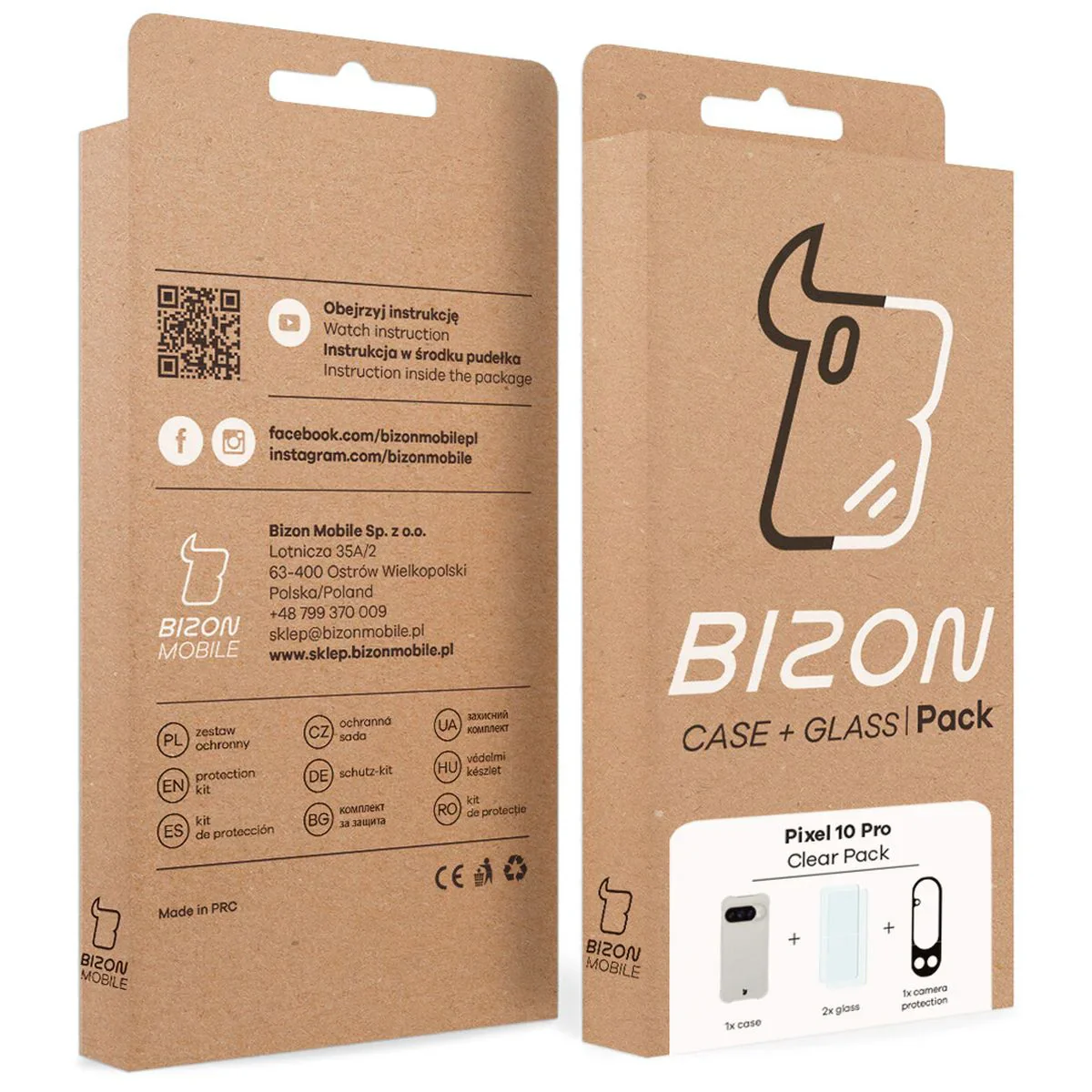 Schutzhülle + 2x gehärtetes Glas + Kameraschutz für Google Pixel 10 Pro, Bizon Case Clear Pack, Transparent - Image 11