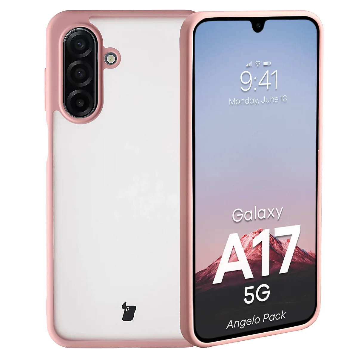 Schutzhülle + gehärtetem Glas Bizon Angelo Pack für Galaxy A17 5G, Getönte mit hellrosem Rahmen - Image 3