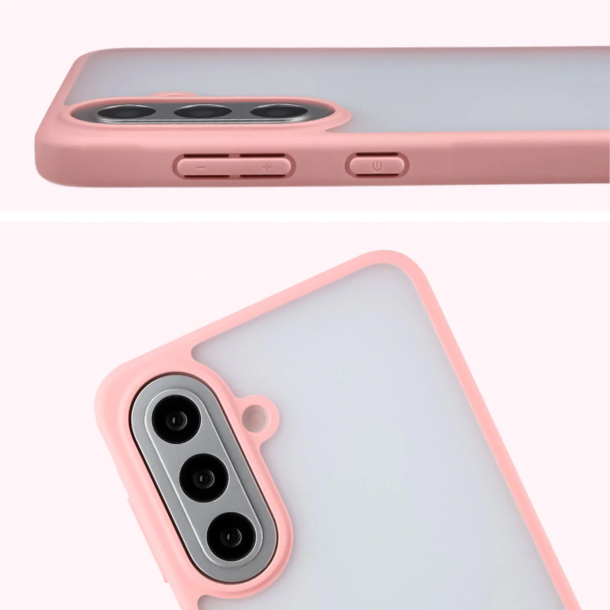 Schutzhülle + gehärtetem Glas Bizon Angelo Pack für Galaxy A57 5G, Getönte mit hellrosem Rahmen - Image 4