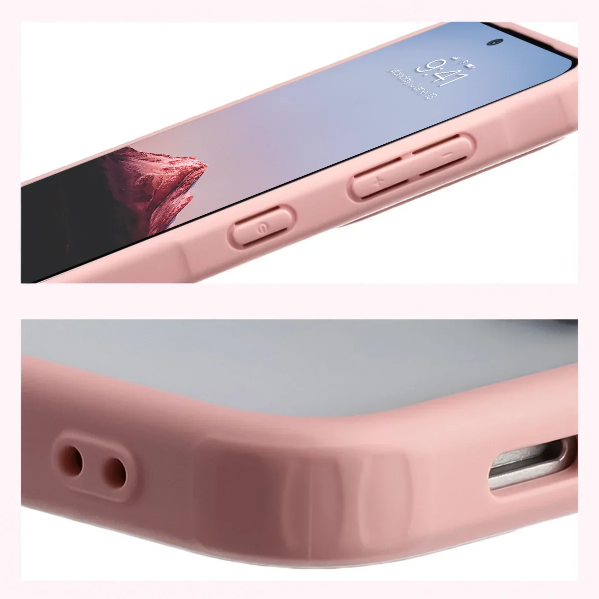 Schutzhülle + gehärtetem Glas Bizon Angelo Pack für Galaxy A57 5G, Getönte mit hellrosem Rahmen - Image 5