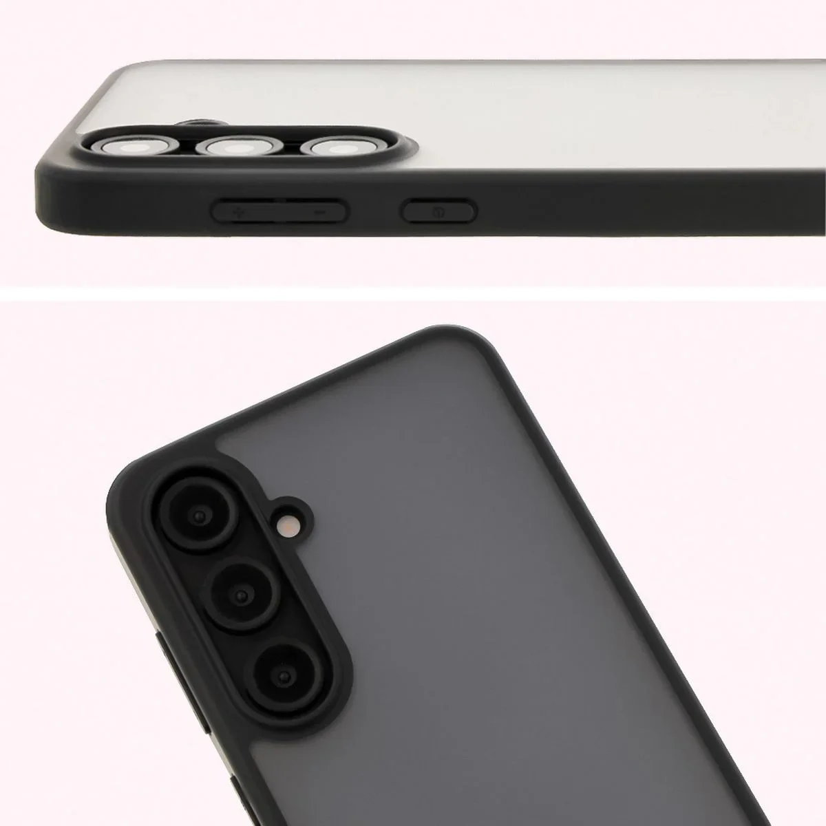 Schutzhülle + gehärtetem Glas Bizon Angelo Pack für Galaxy S24 FE, Getönte mit schwarzem Rahmen - Image 4