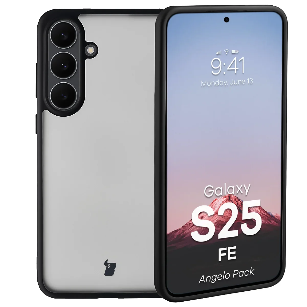 Schutzhülle + gehärtetem Glas Bizon Angelo Pack für Galaxy S25 FE, Getönte mit schwarzem Rahmen - Image 3