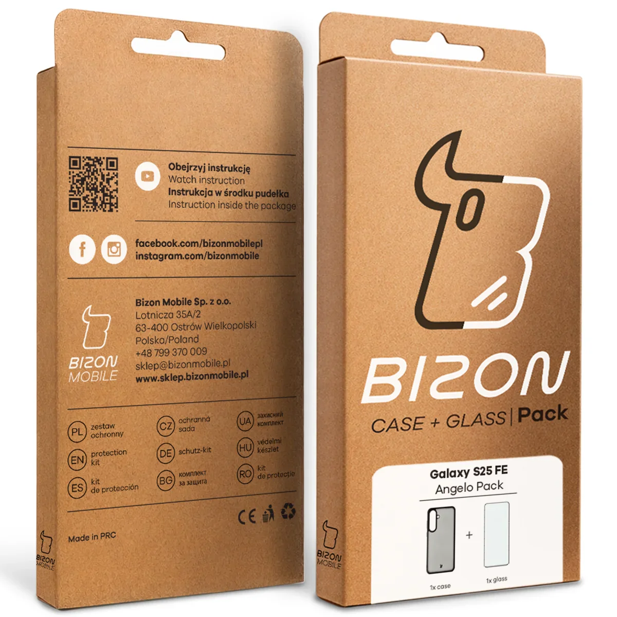 Schutzhülle + gehärtetem Glas Bizon Angelo Pack für Galaxy S25 FE, Getönte mit schwarzem Rahmen - Image 9