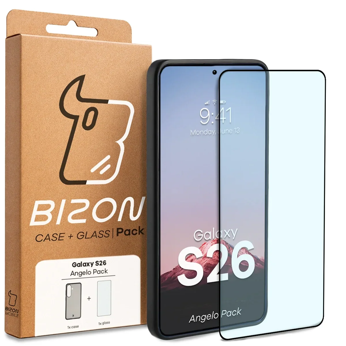Schutzhülle + gehärtetem Glas Bizon Angelo Pack für Galaxy S26, Getönte mit schwarzem Rahmen - Image 8