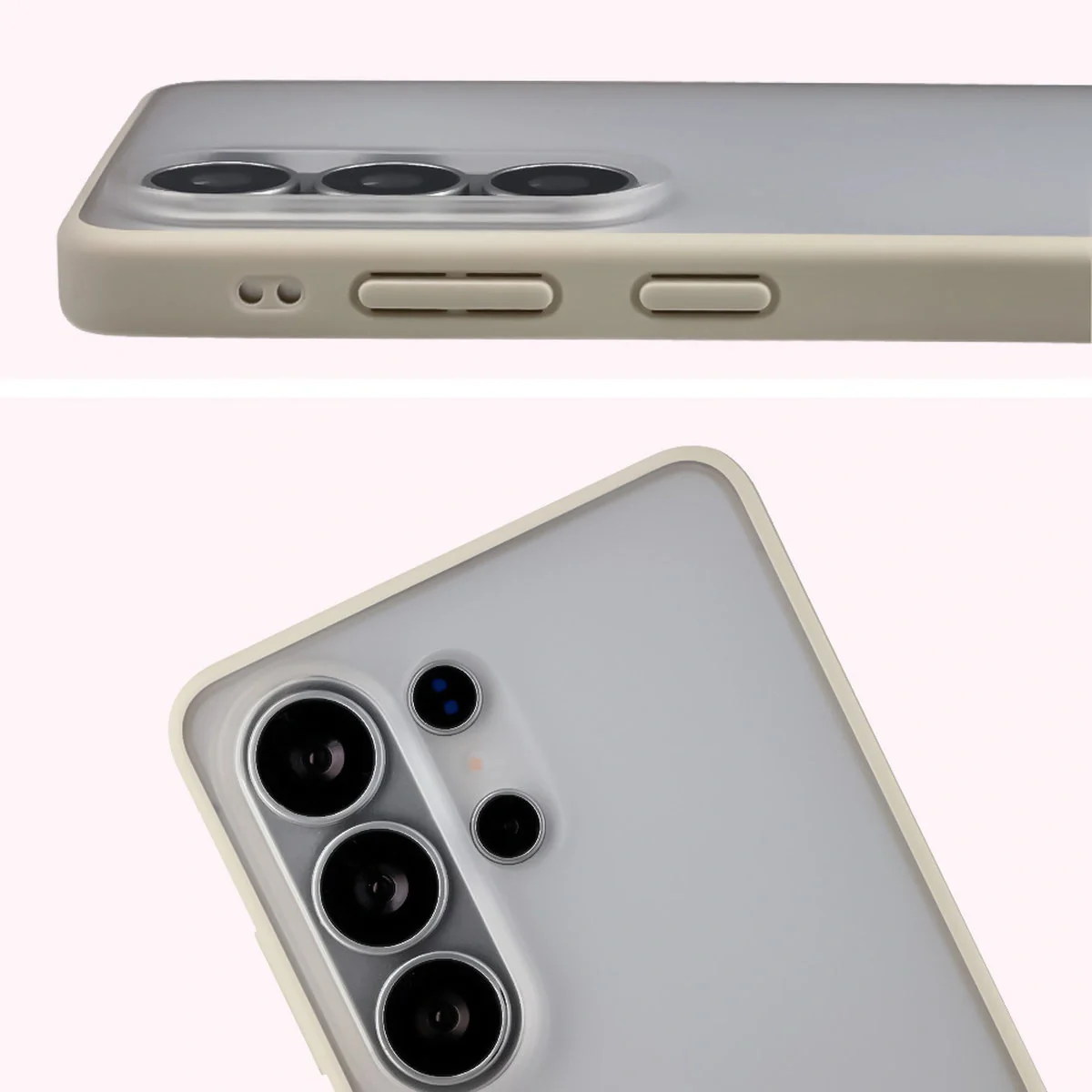 Schutzhülle + gehärtetem Glas Bizon Angelo Pack für Galaxy S26 Ultra, Getönte mit beigem Rahmen - Image 4