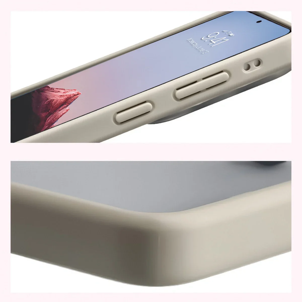 Schutzhülle + gehärtetem Glas Bizon Angelo Pack für Galaxy S26 Ultra, Getönte mit beigem Rahmen - Image 5