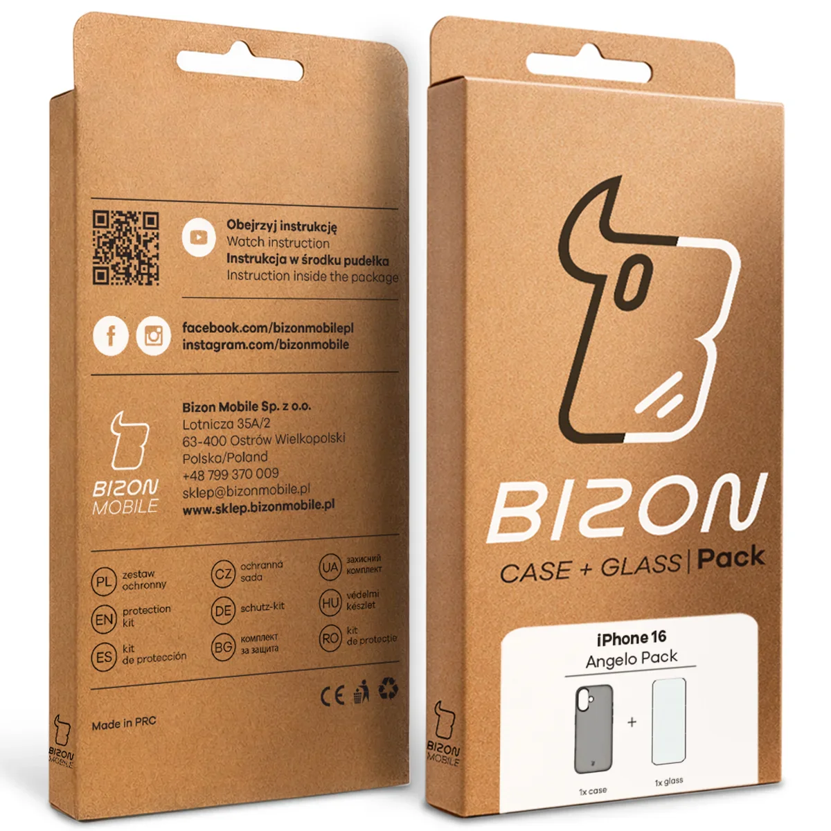 Schutzhülle + gehärtetem Glas Bizon Angelo Pack für iPhone 16, Getönte mit schwarzem Rahmen - Image 9