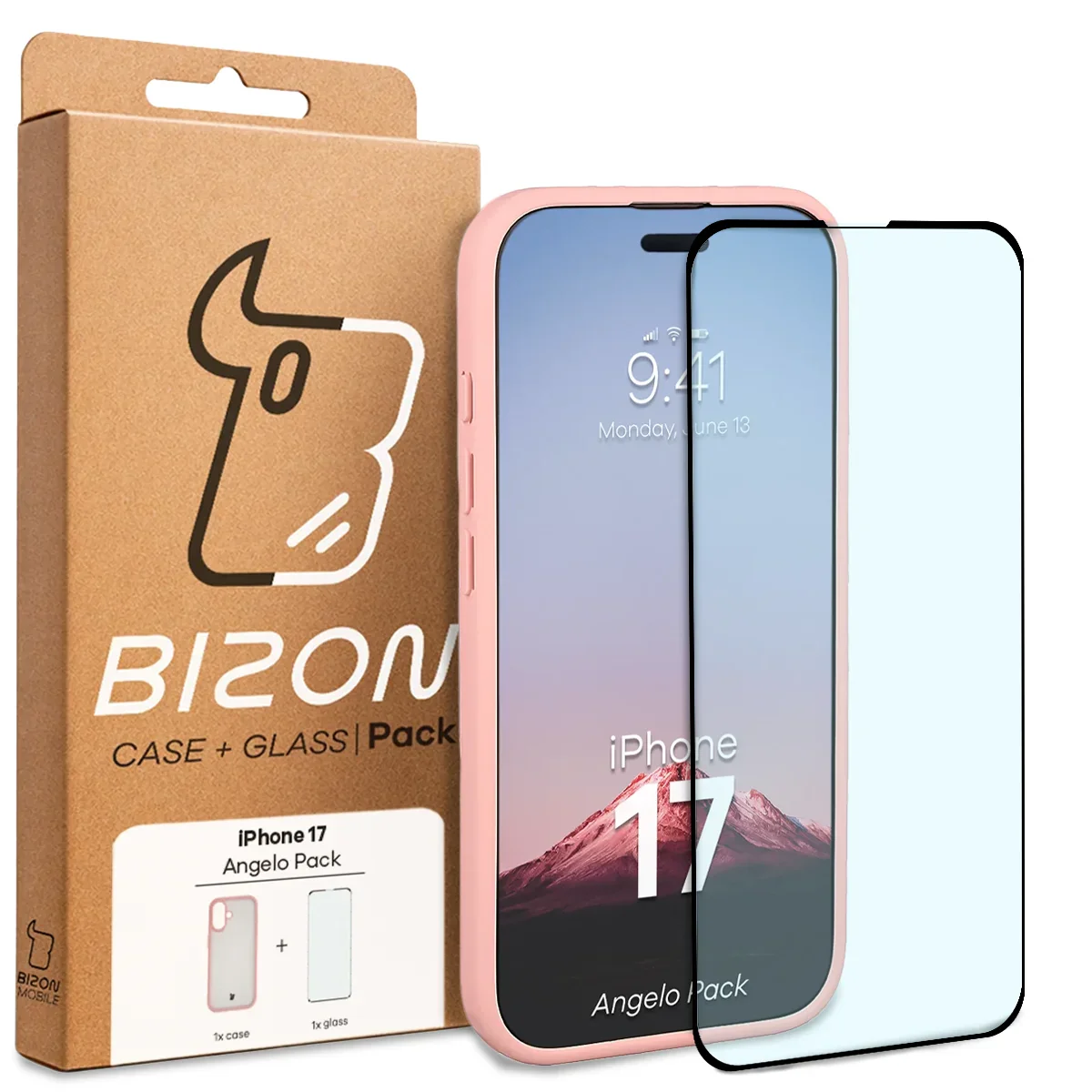 Schutzhülle + gehärtetem Glas Bizon Angelo Pack für iPhone 17, Getönte mit hellrosem Rahmen - Image 8