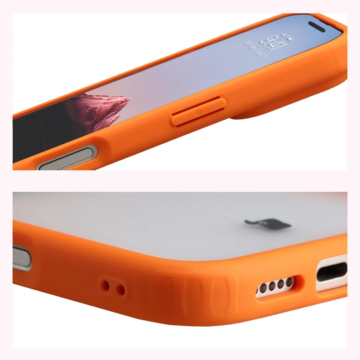 Schutzhülle + gehärtetem Glas Bizon Angelo Pack für iPhone 17 Pro, Getönte mit orangefarbenem Rahmen - Image 5
