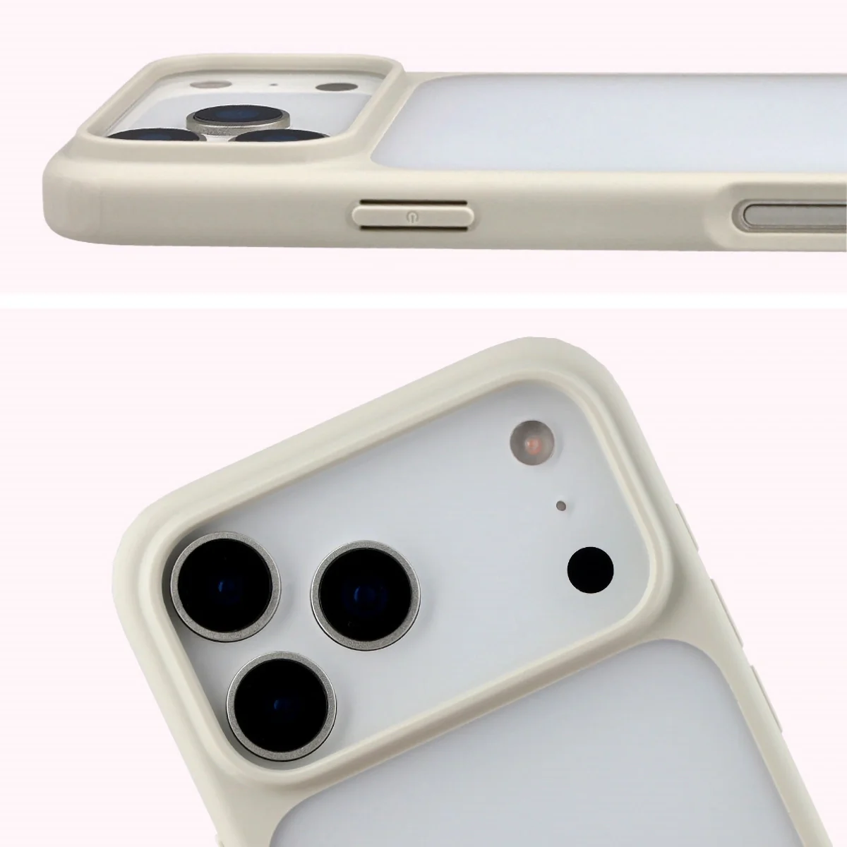 Schutzhülle + gehärtetem Glas Bizon Angelo Pack für iPhone 17 Pro Max, Getönte mit beigem Rahmen - Image 4