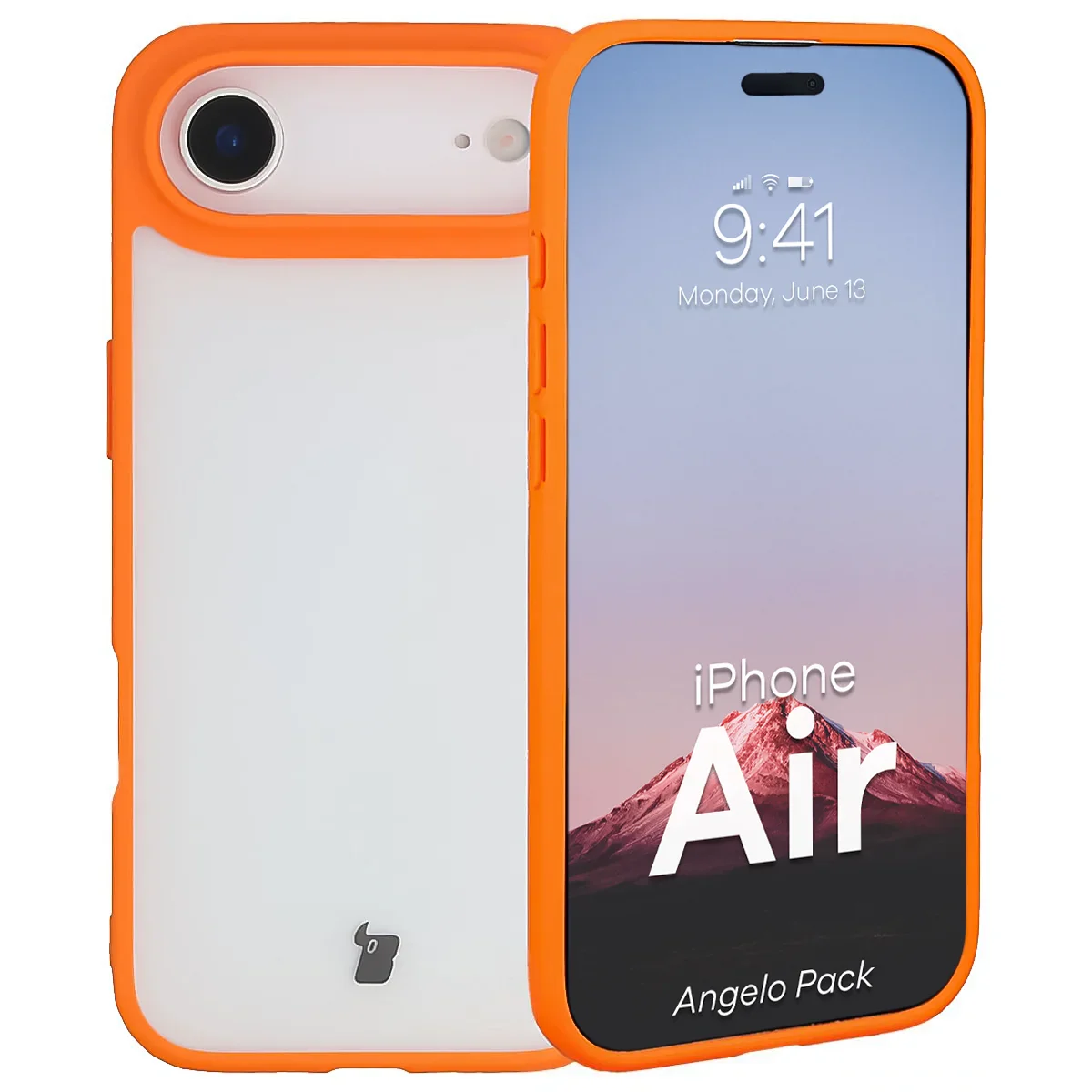 Schutzhülle + gehärtetem Glas Bizon Angelo Pack für iPhone Air, Getönte mit orangefarbenem Rahmen - Image 3