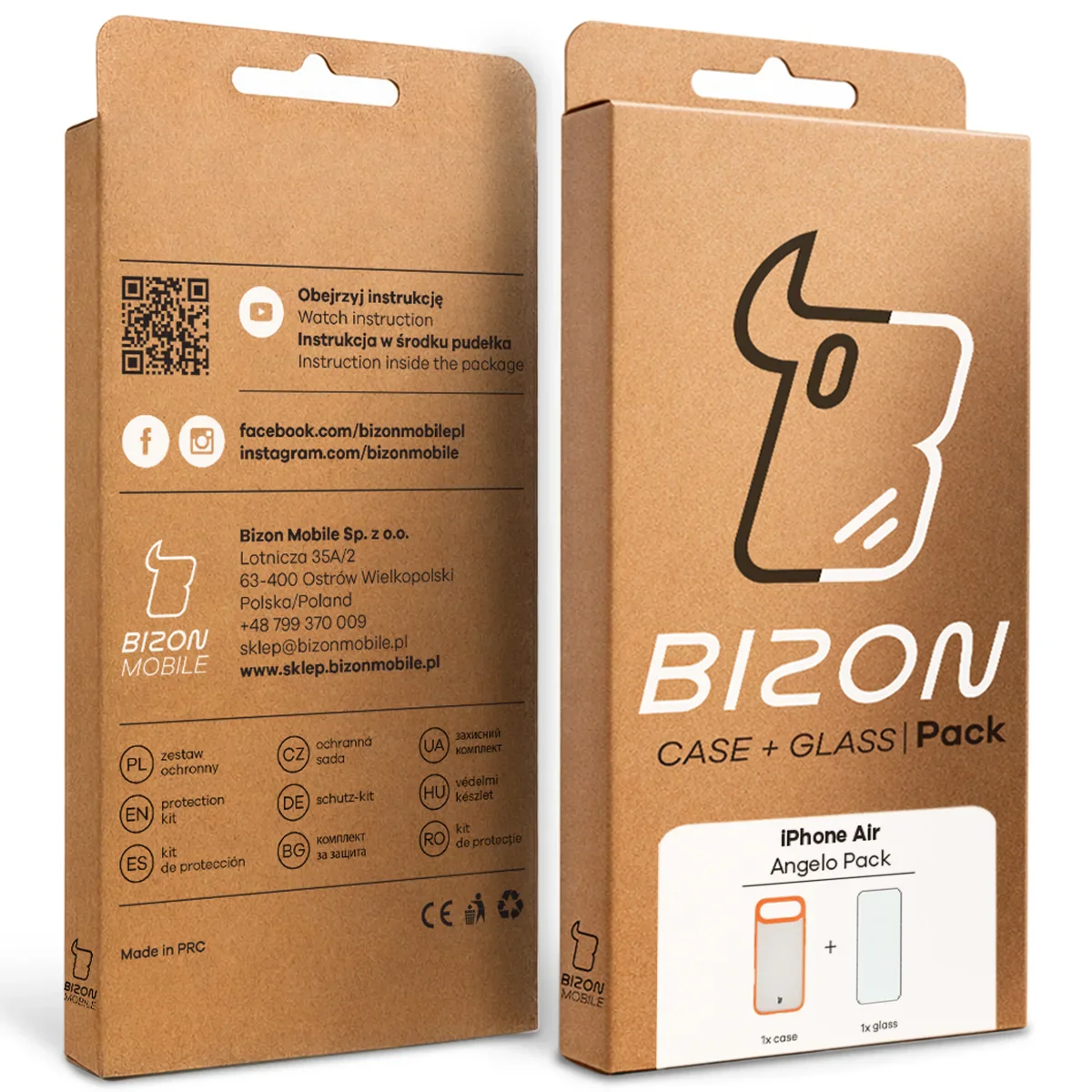 Schutzhülle + gehärtetem Glas Bizon Angelo Pack für iPhone Air, Getönte mit orangefarbenem Rahmen - Image 9