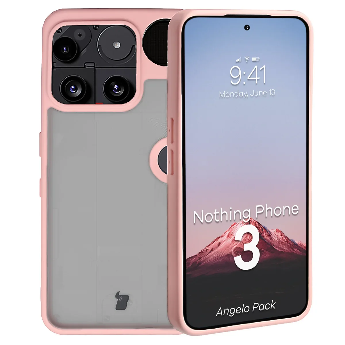 Schutzhülle + gehärtetem Glas Bizon Angelo Pack für Nothing Phone (3), Getönte mit hellrosem Rahmen - Image 3