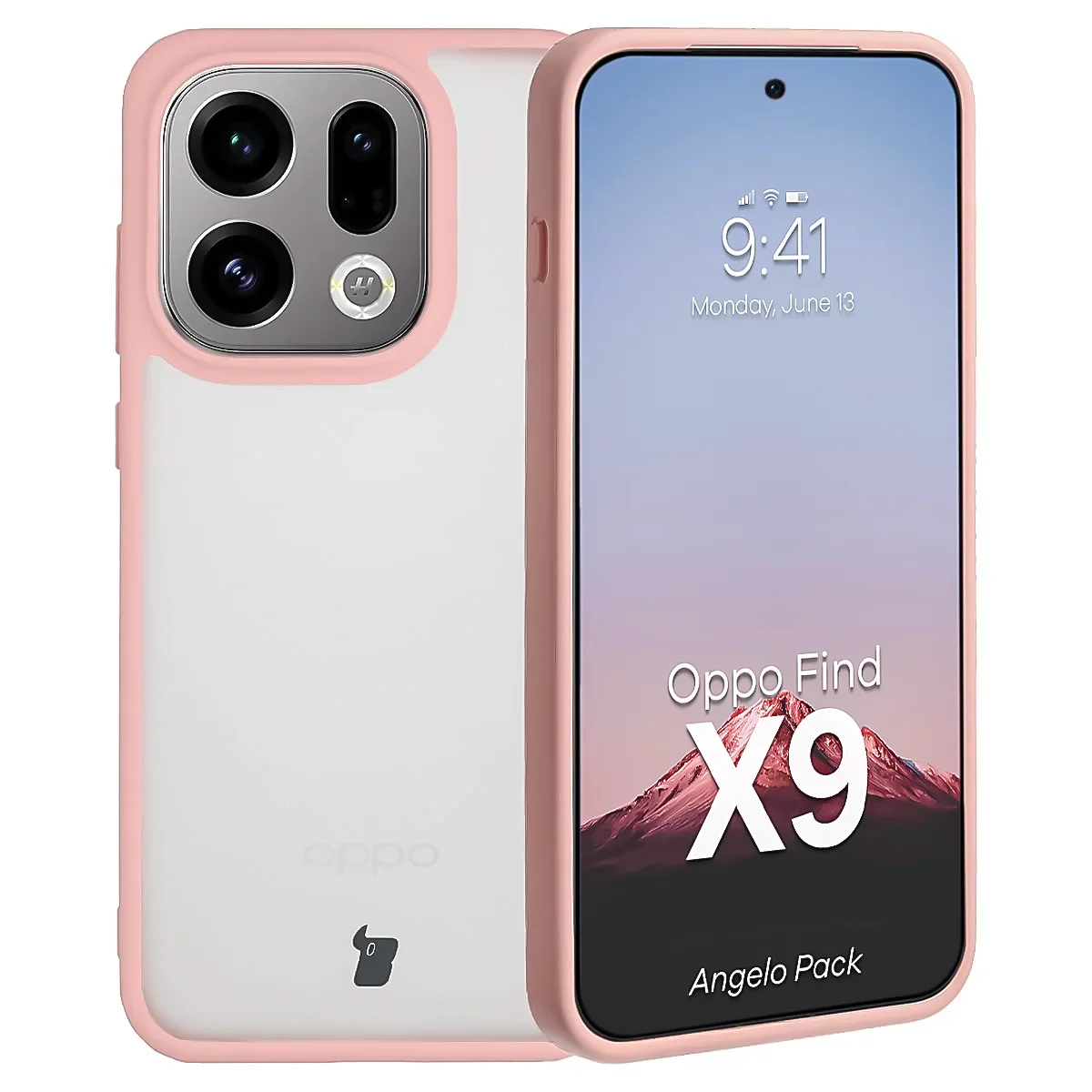 Schutzhülle + gehärtetem Glas Bizon Angelo Pack für Oppo Find X9, Getönte mit hellrosem Rahmen - Image 3