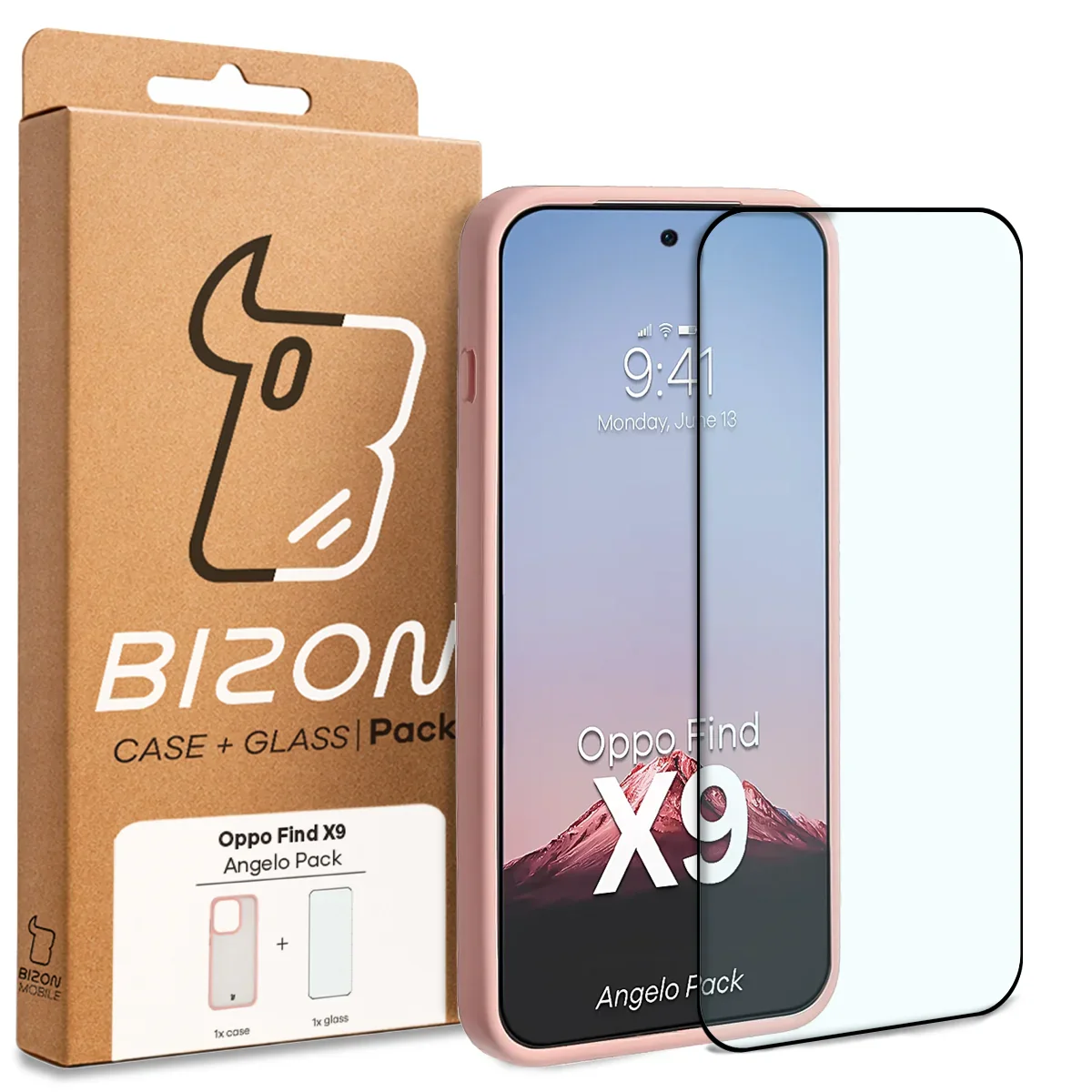Schutzhülle + gehärtetem Glas Bizon Angelo Pack für Oppo Find X9, Getönte mit hellrosem Rahmen - Image 8