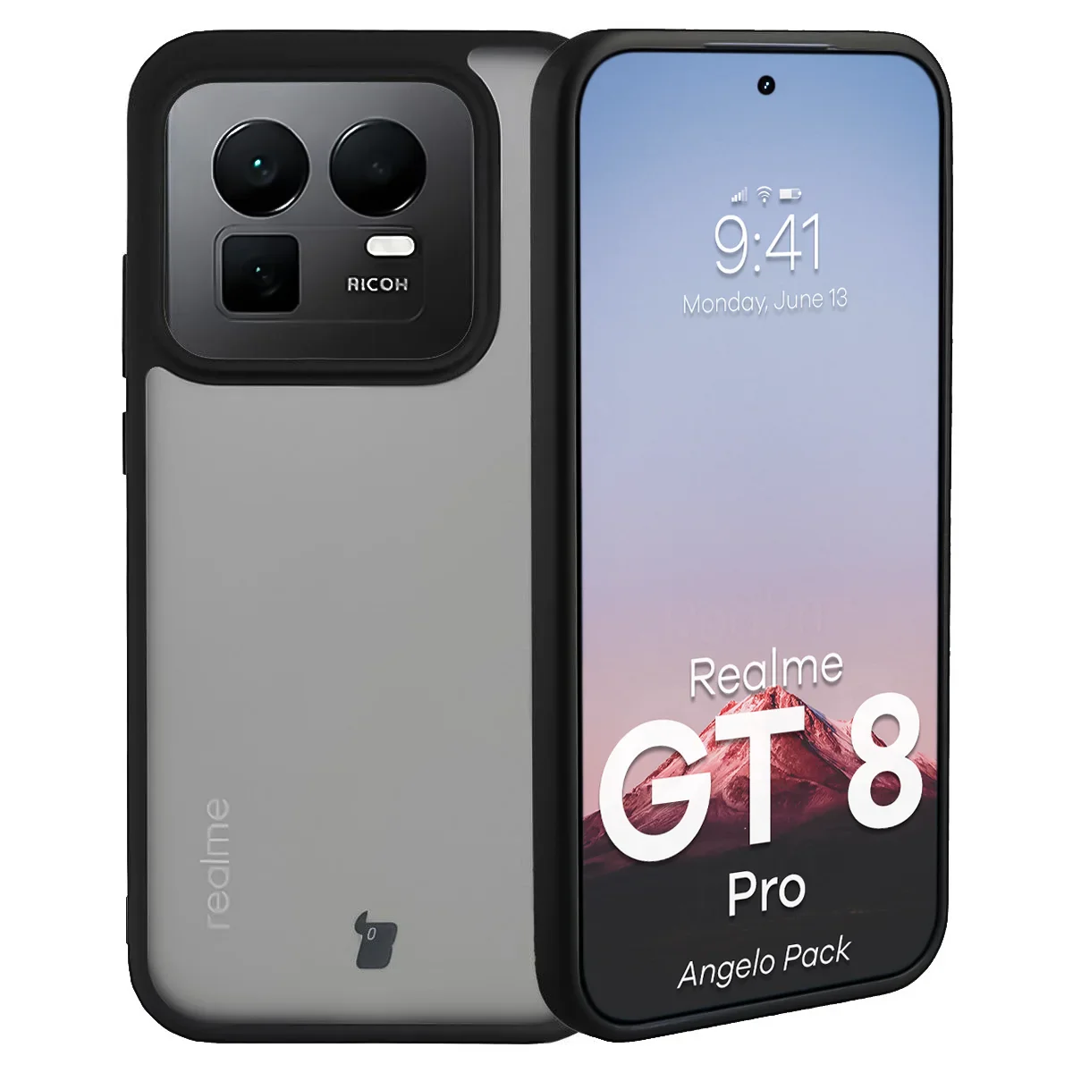 Schutzhülle + gehärtetem Glas Bizon Angelo Pack für Realme GT 8 Pro, Getönte mit schwarzem Rahmen - Image 3