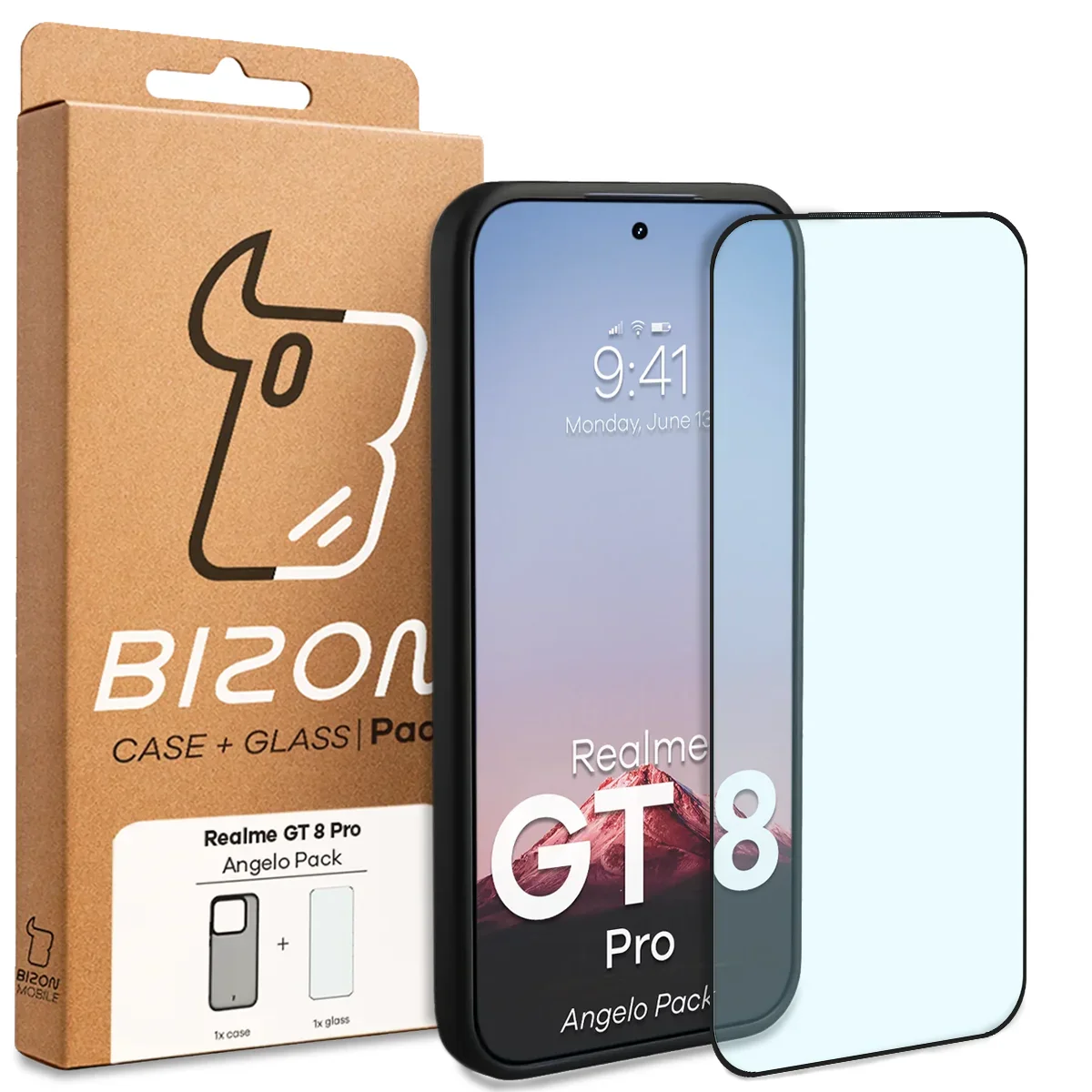 Schutzhülle + gehärtetem Glas Bizon Angelo Pack für Realme GT 8 Pro, Getönte mit schwarzem Rahmen - Image 8