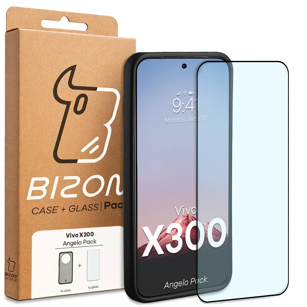 Schutzhülle + gehärtetem Glas Bizon Angelo Pack für Vivo X300, Getönte mit schwarzem Rahmen - Image 8