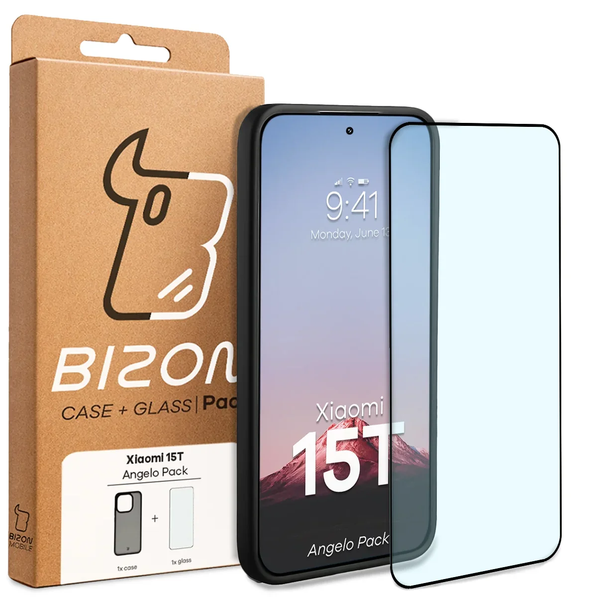 Schutzhülle + gehärtetem Glas Bizon Angelo Pack für Xiaomi 15T, Getönte mit schwarzem Rahmen - Image 8