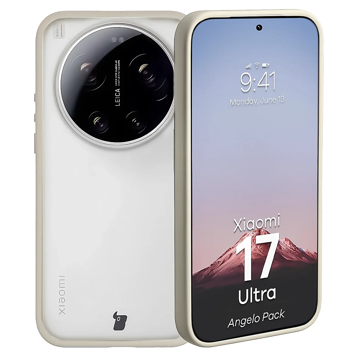 Schutzhülle + gehärtetem Glas Bizon Angelo Pack für Xiaomi 17 Ultra, Getönte mit beigem Rahmen - Image 3