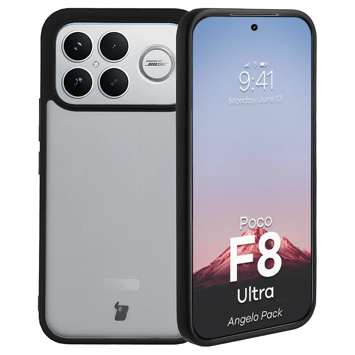 Schutzhülle + gehärtetem Glas Bizon Angelo Pack für Xiaomi POCO F8 Ultra, Getönte mit schwarzem Rahmen - Image 3